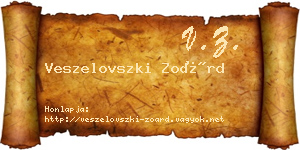 Veszelovszki Zoárd névjegykártya